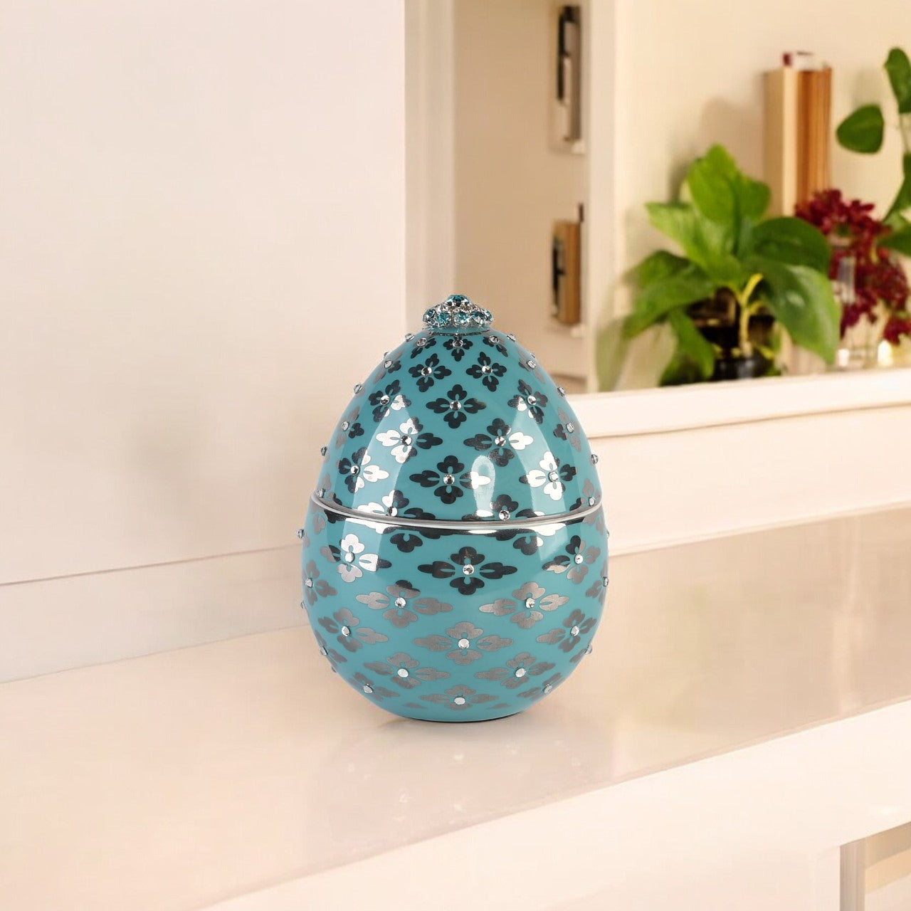 Artistic soy wax candle in a luxury egg shape, ideal for home and gifting.